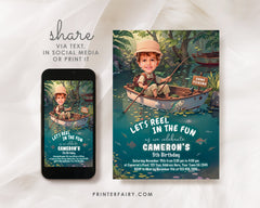Editable Fishing Birthday Invitation with Photo (Digital Download)