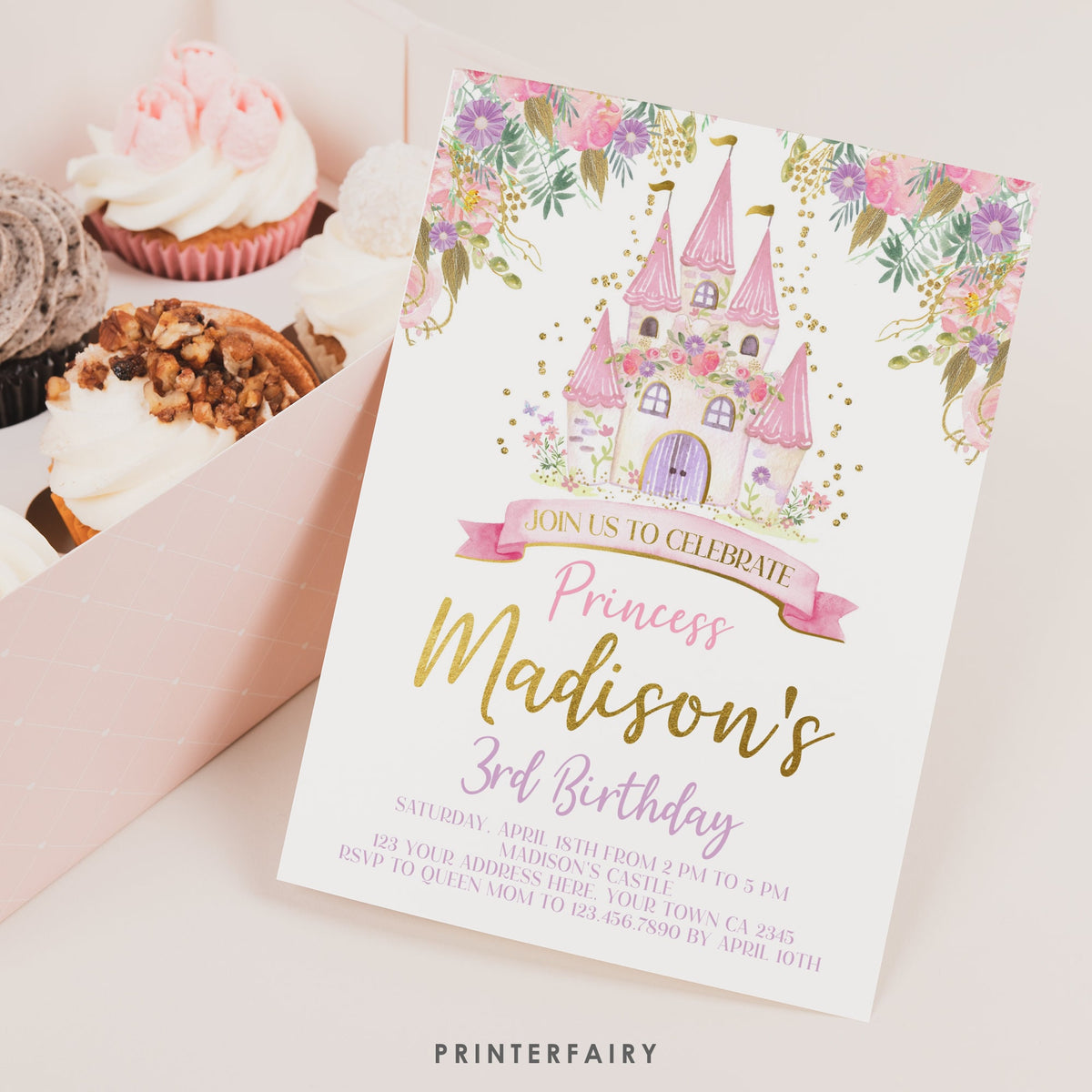 Editable Princess Castle Birthday Invitation (Digital Download)
