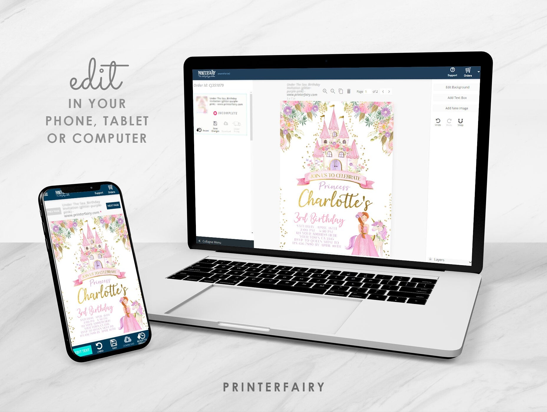 Editable Princess Castle Birthday Invitation, Any Age (Digital Download)