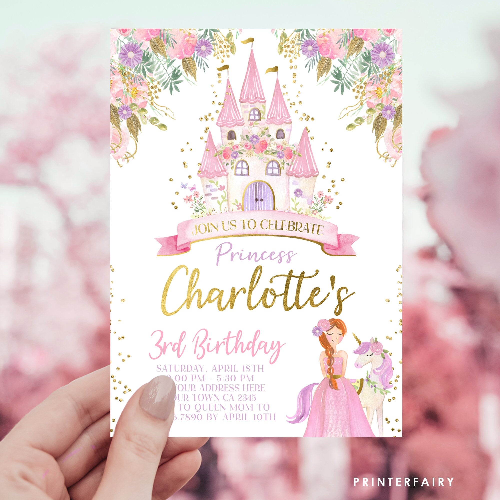 Editable Princess Castle Birthday Invitation, Any Age (Digital Download)