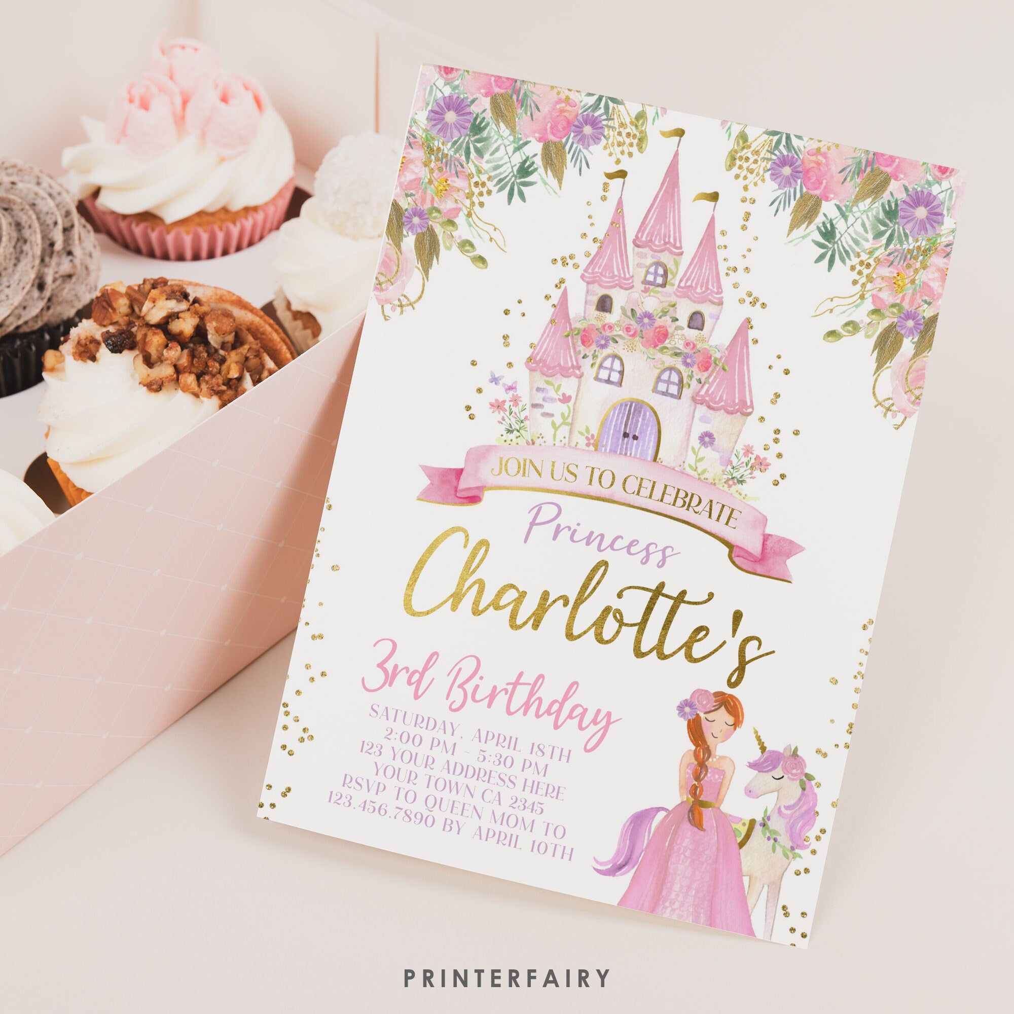 Editable Princess Castle Birthday Invitation, Any Age (Digital Download)