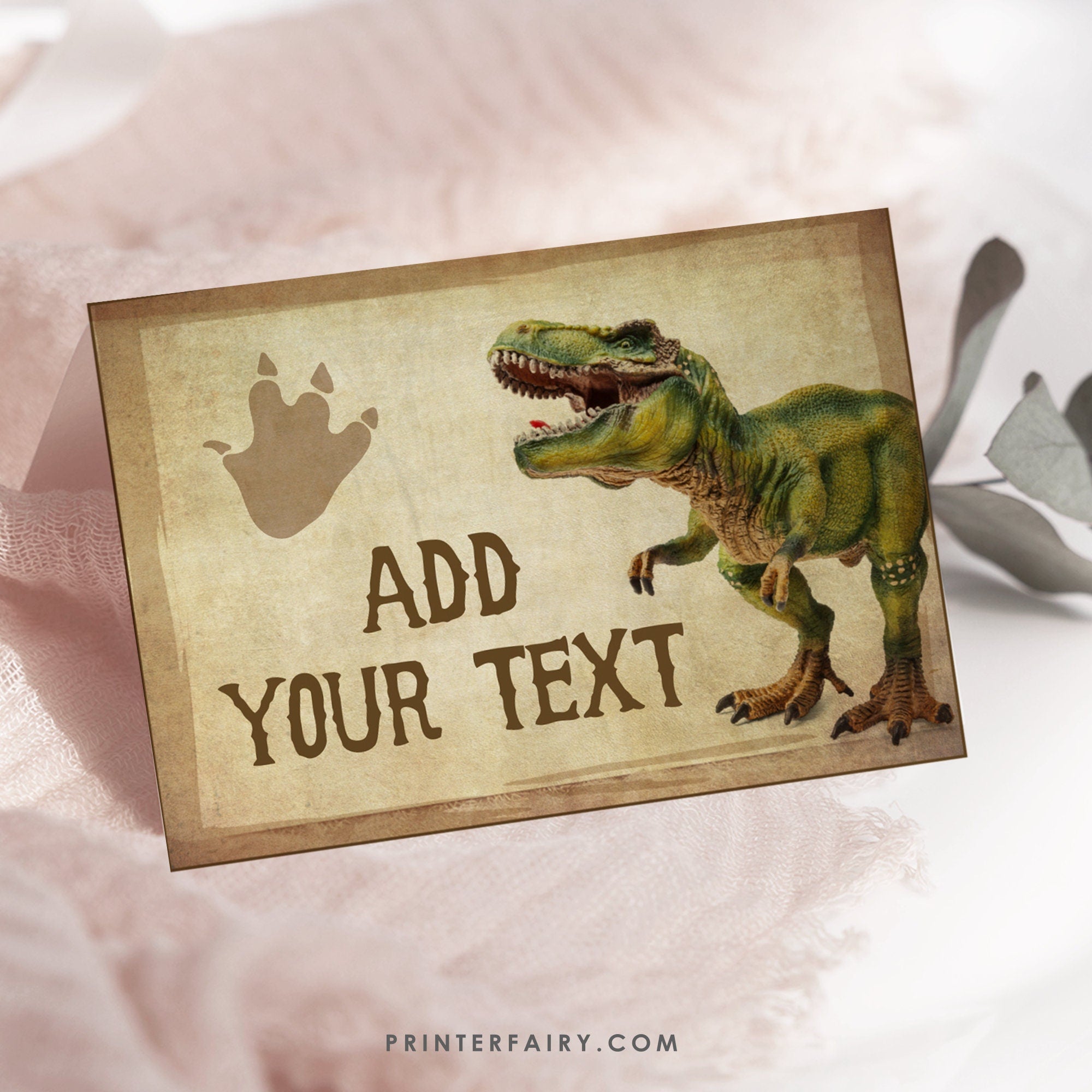 Editable Dinosaur Birthday Party Food Tents (Digital Download)