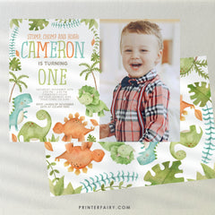 Editable Dinosaur Birthday Invitation with Photo (Digital Download)