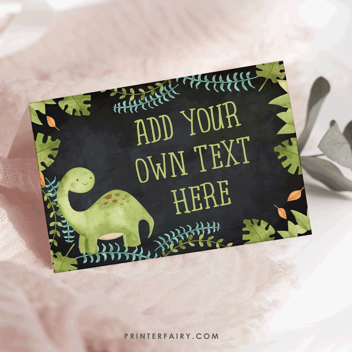Dinosaur Food Tents, Editable Birthday Place Cards (INSTANT DOWNLOAD)