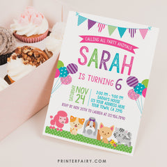 Puppies and Kitties Birthday Invitation EDITABLE Template, Pet Adoption Pawty (INSTANT DOWNLOAD)