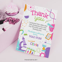 Editable Science Birthday Thank You Card (Digital Download)