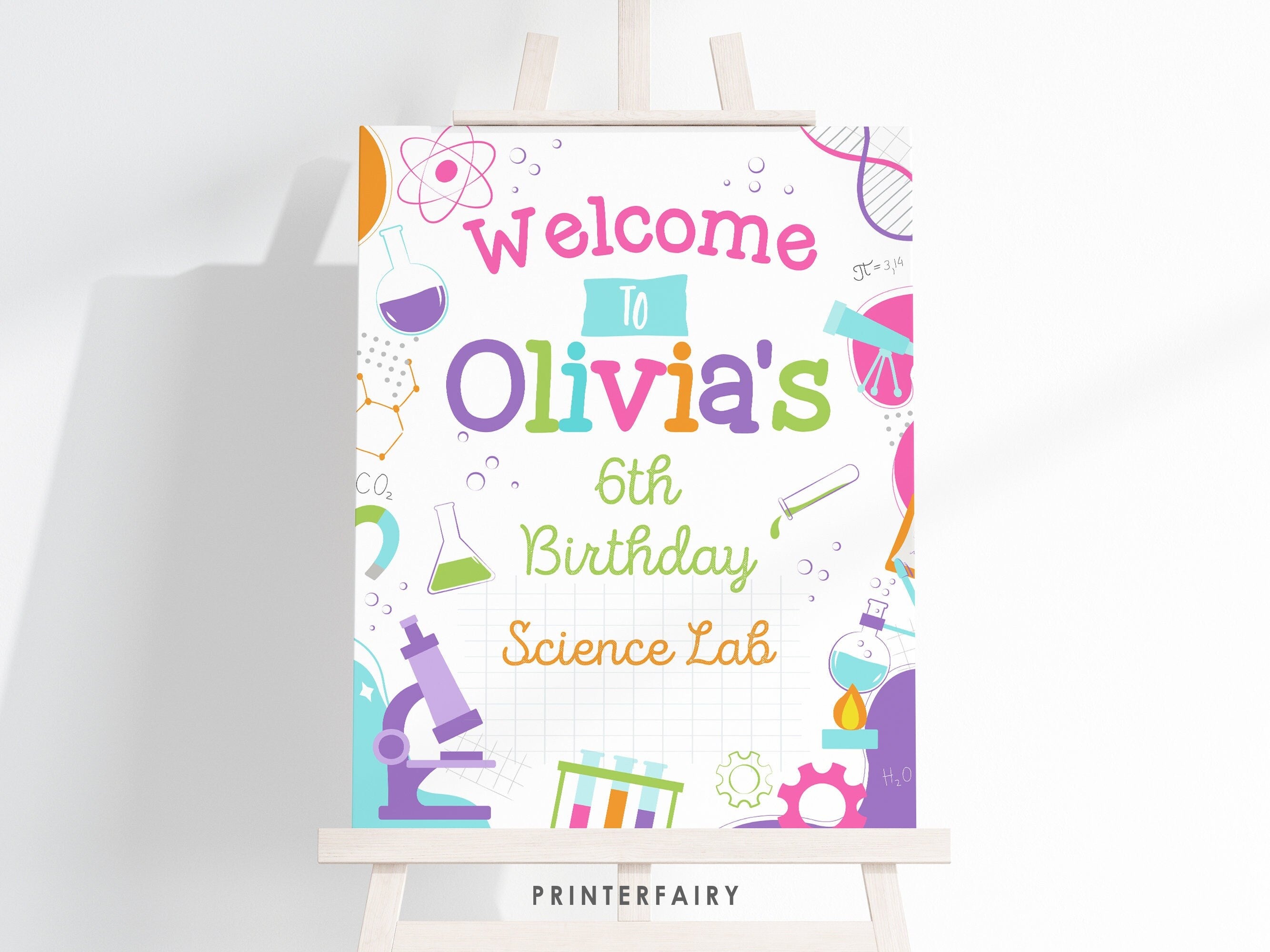 Editable Science Birthday Welcome Sign (Digital Download)