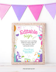 Science Birthday Party Sign, Editable Printable Decor