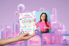 Science Birthday Photo Invitation, Editable Party Decor (Digital Item)