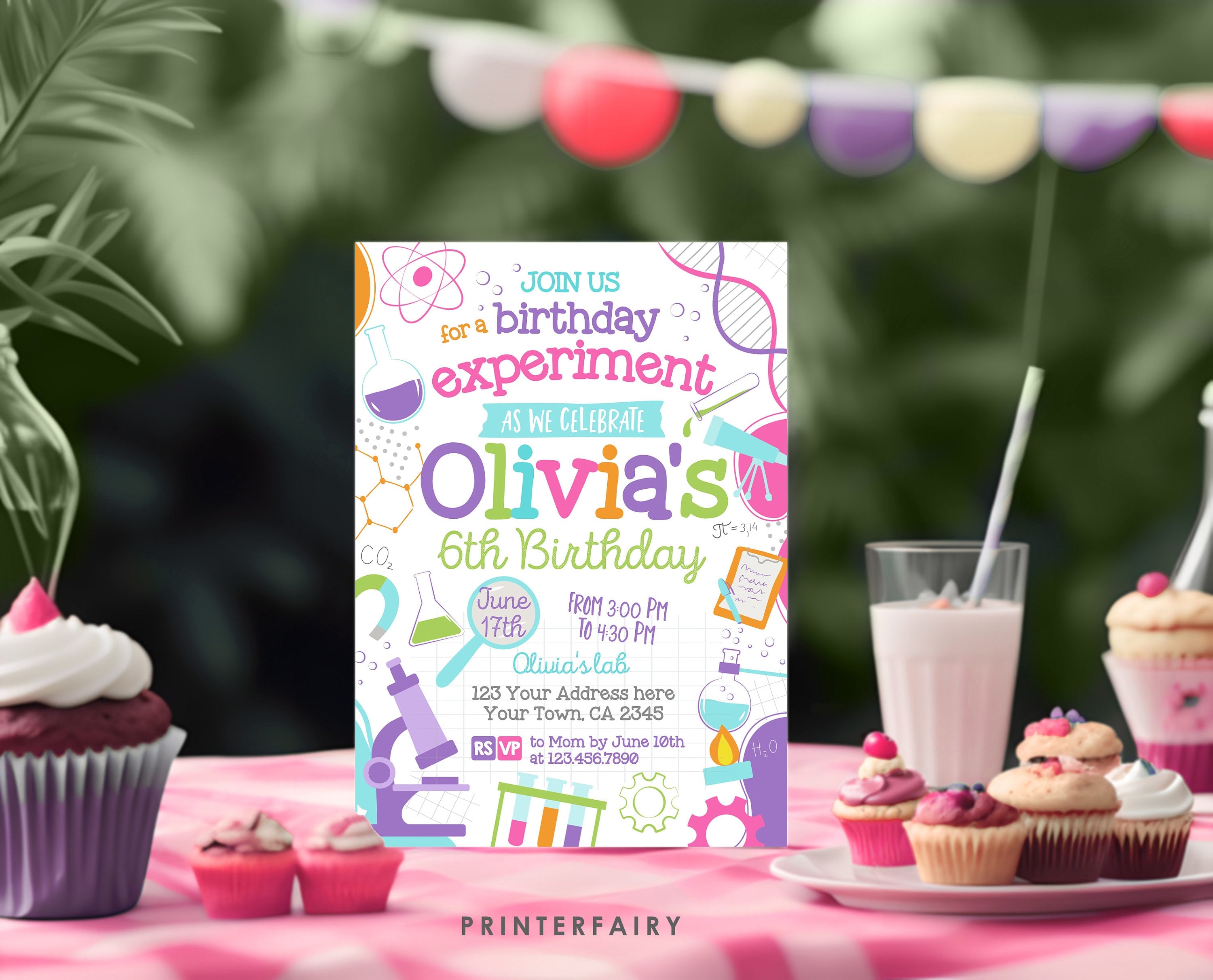 Editable Science Birthday Party Invitation