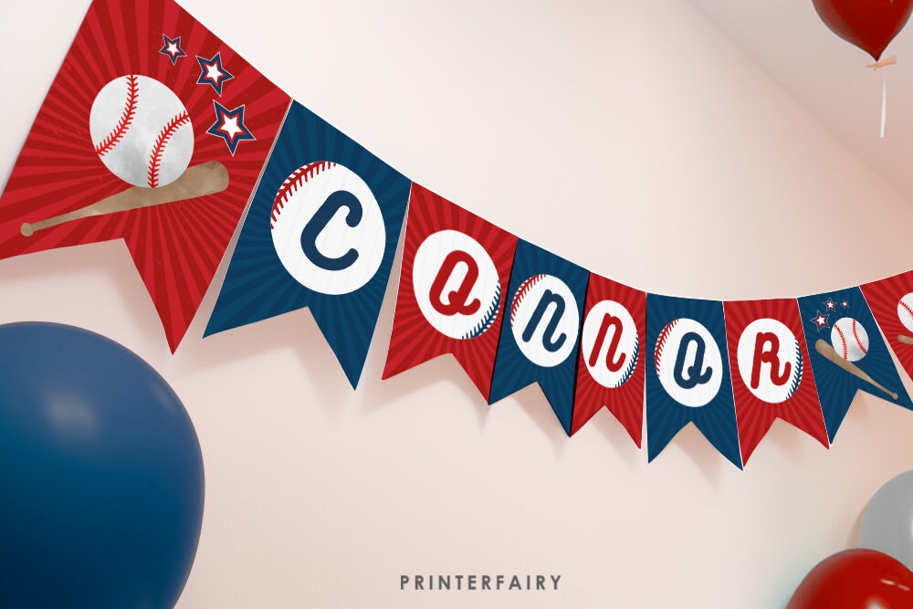 Editable Baseball Birthday Banner, Sports Party Invite (Digital)