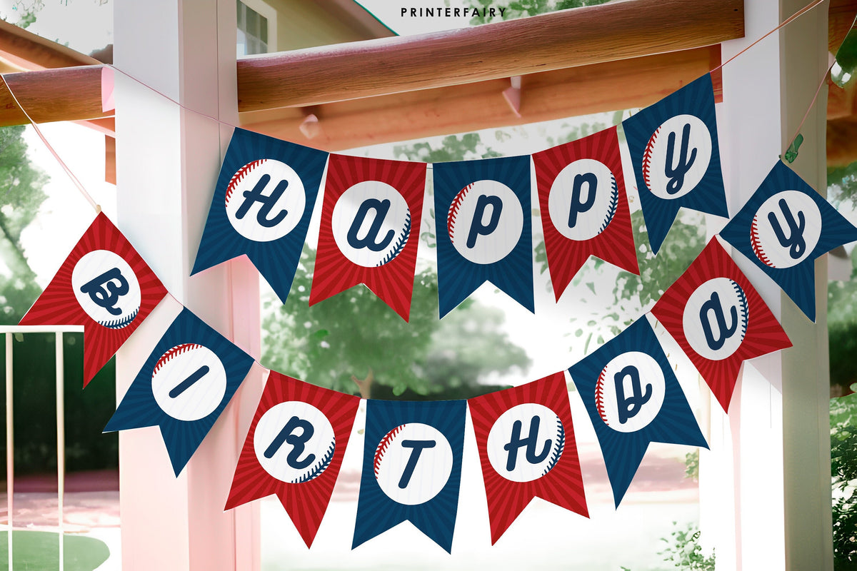 Editable Baseball Birthday Banner, Sports Party Invite (Digital)