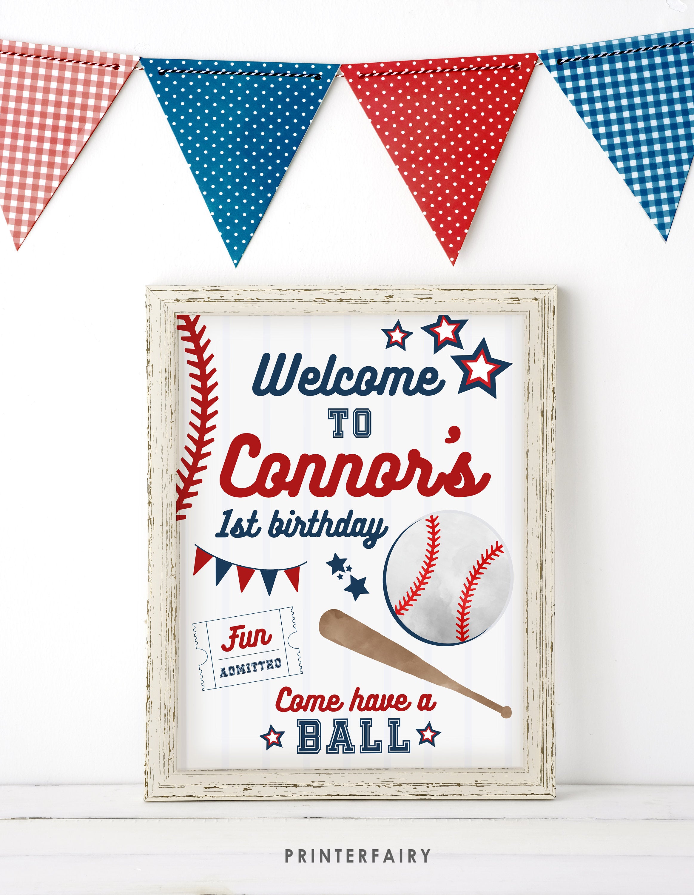 Editable Baseball Birthday Welcome Sign (Digital Download)
