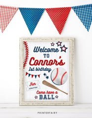 Editable Baseball Birthday Welcome Sign (Digital Download)