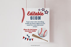 Baseball Birthday Sign, Editable Party Poster (Digital)