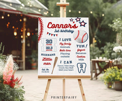 Baseball Birthday Milestones Board, Sports Party Decor (EDITABLE)