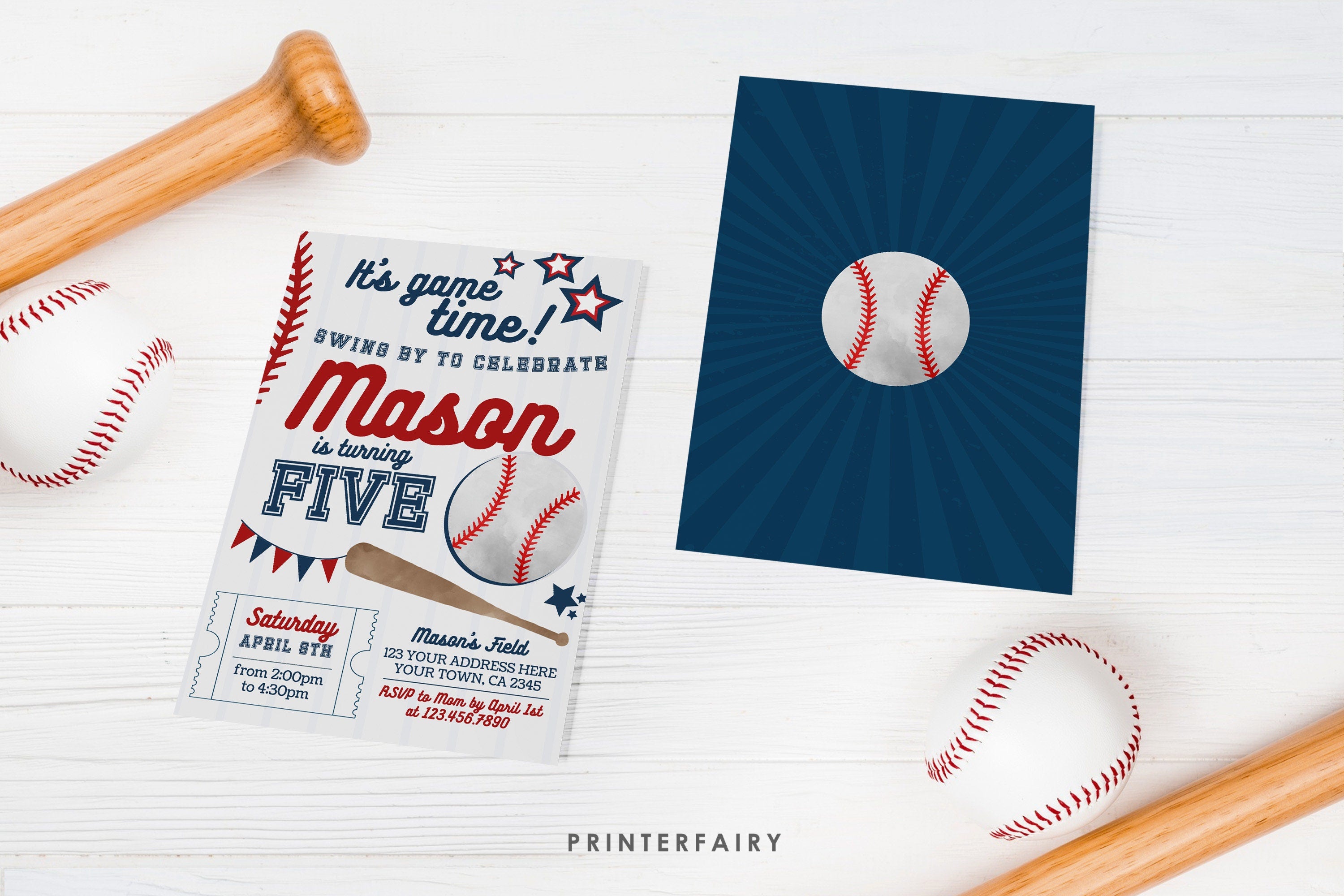 Editable Baseball Birthday Invitation, Sports Party (Digital)