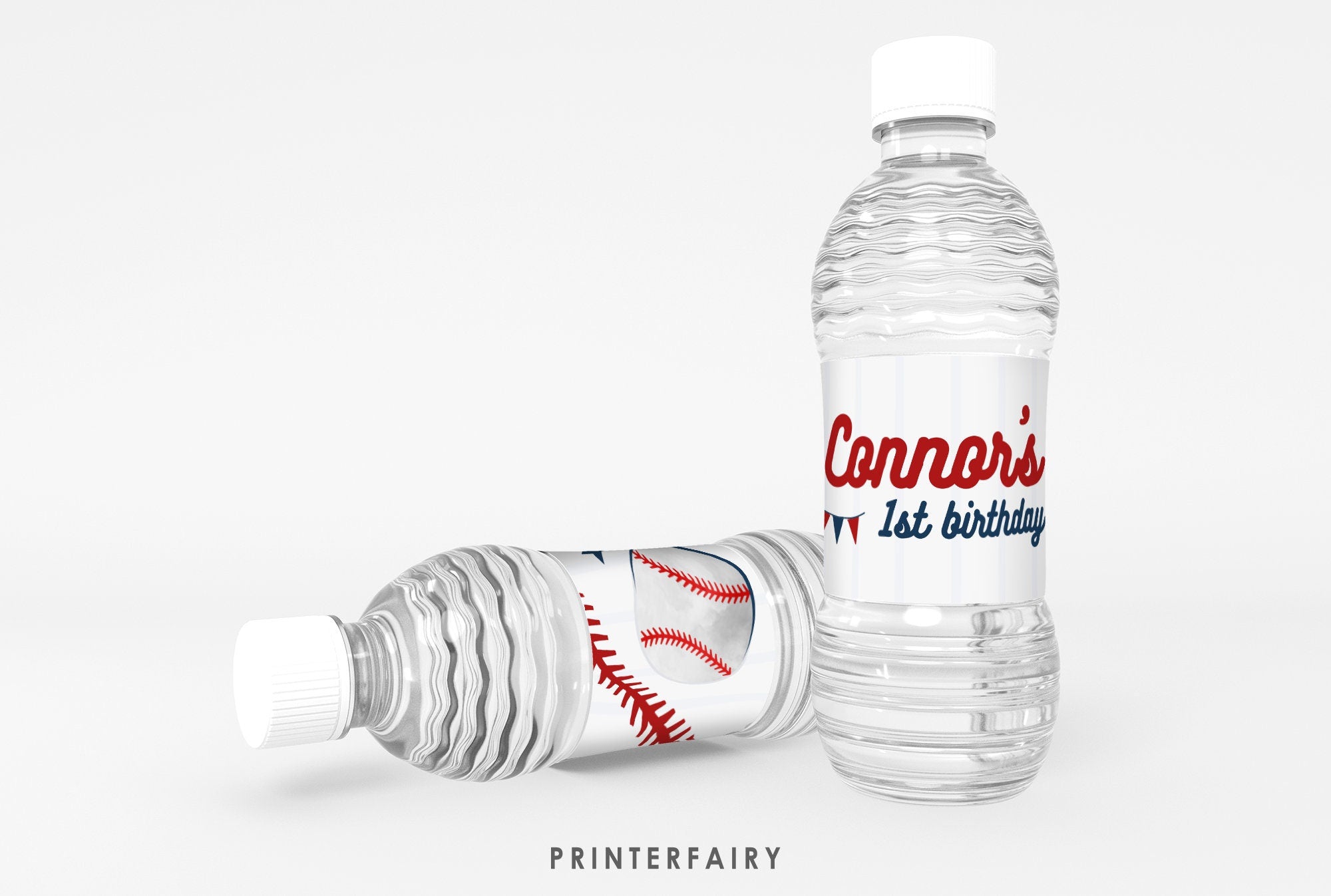 Baseball Birthday Water Bottle Label, Editable Party Printable (Digital Item)
