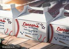 Baseball Party Favor Box, EDITABLE Label (Instant Download)
