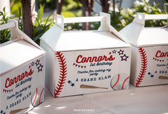 Baseball Party Favor Box, EDITABLE Label (Instant Download)