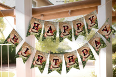 Bear Lumberjack Party Banner, Editable Baby Bear Birthday Garland, Winter Woodland Decoration, Printable Bunting