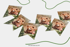Bear Lumberjack Party Banner, Editable Baby Bear Birthday Garland, Winter Woodland Decoration, Printable Bunting