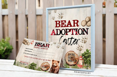 Editable Lumberjack Bear Adoption Certificate, Sign (Digital Download)