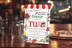 Pizza 2nd Birthday Invitation, Little Meatball, Editable Invite (Digital)