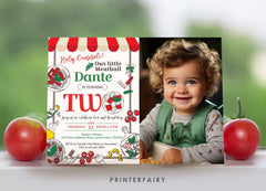 Pizza 2nd Birthday Invitation with Photo, Italian Theme (Digital Item)