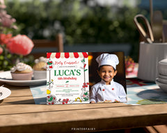 Italian Chef Birthday Invitation, Photo, Printable (Digital Item)