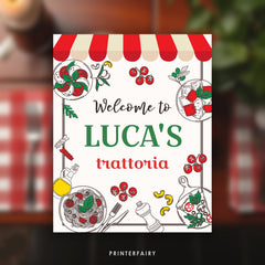 Italian Birthday Welcome Sign, Printable Trattoria Decoration (Digital Download)
