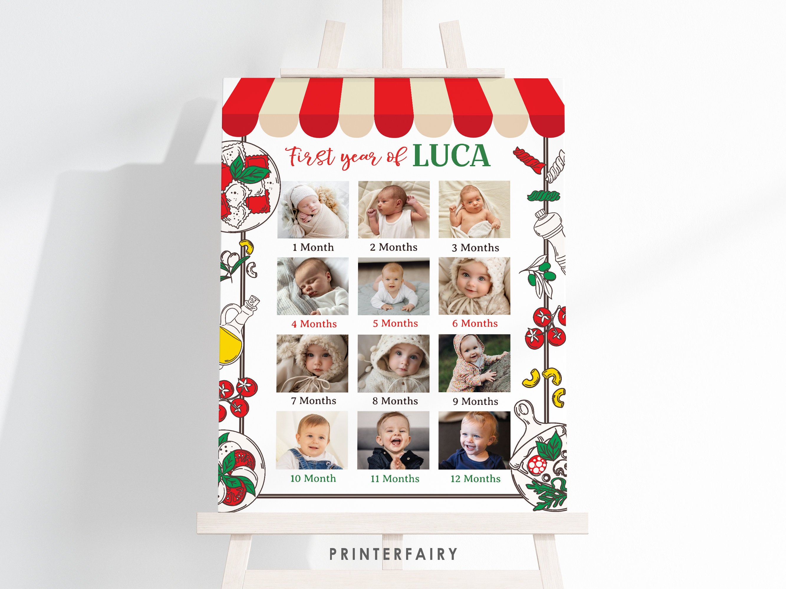 Italian First Birthday Photo Board, Printable Sign (Digital Download)