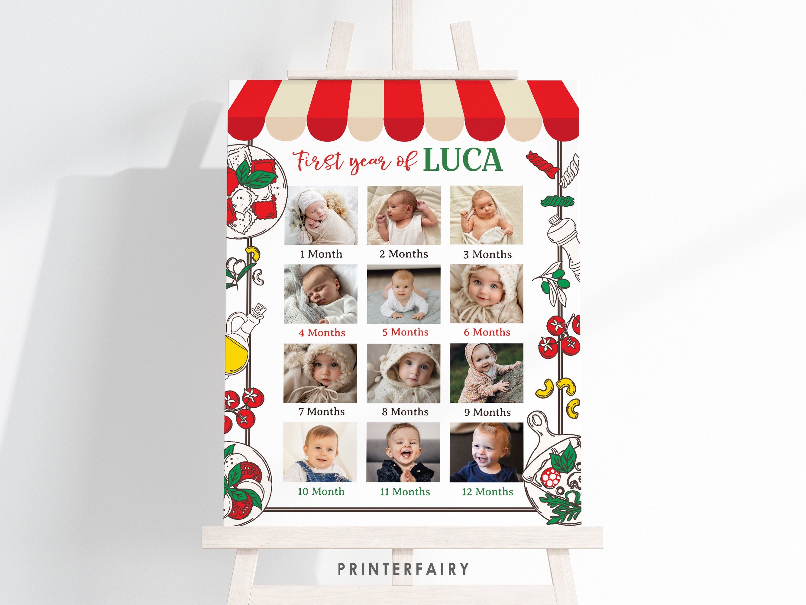 Italian First Birthday Photo Board, Printable Sign (Digital Download)
