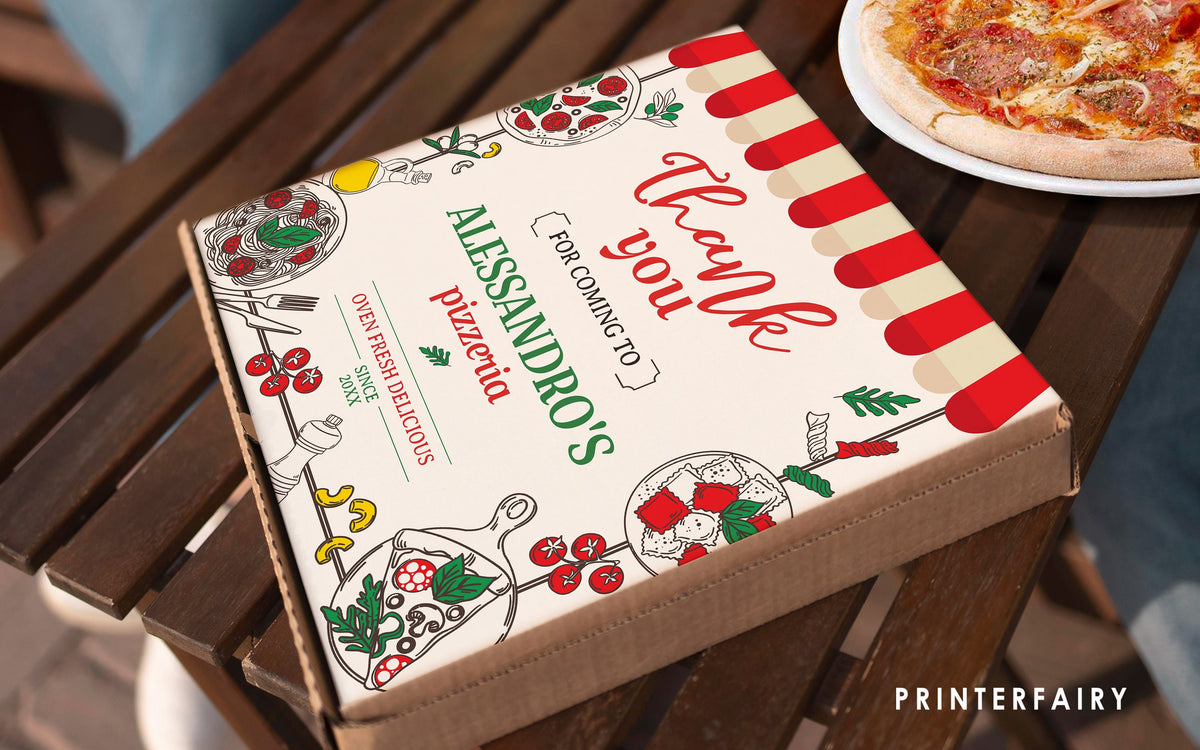 Pizza Box Printable Label, Italian Birthday Party Decor (Editable)