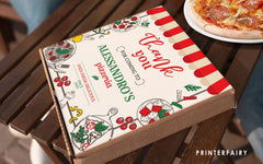 Pizza Box Printable Label, Italian Birthday Party Decor (Editable)