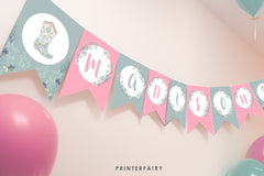 Floral Horse Birthday Banner, Cowgirl Party Decor (EDITABLE, Instant Download)