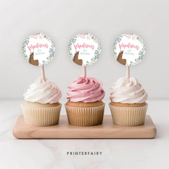 Floral Horse Birthday Cupcake Toppers, Editable Pony Party (Instant Download)