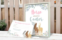 Floral Horse Adoption Pack, EDITABLE Certificate (Digital Download)
