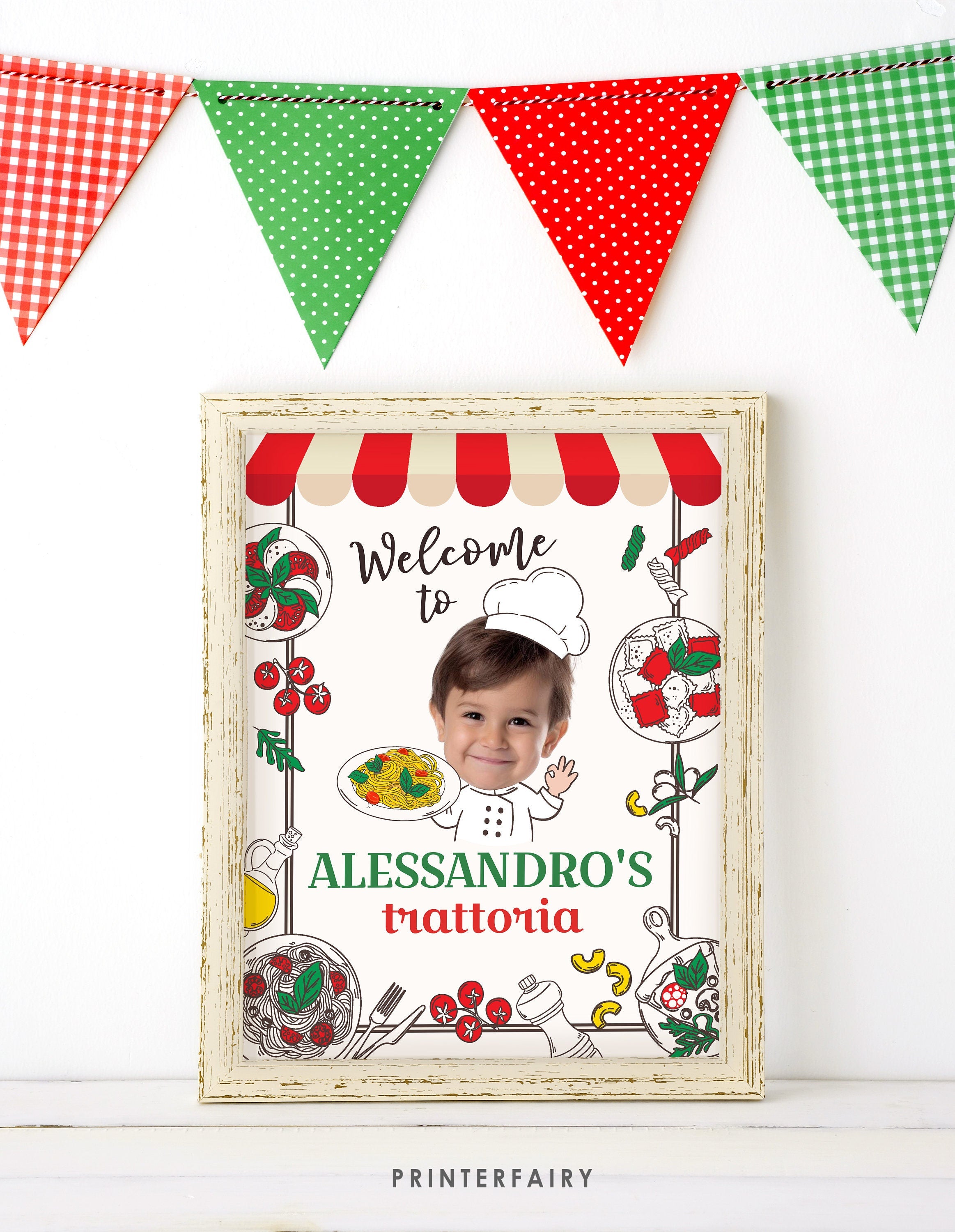 Italian Photo Birthday Welcome Sign, Printable Party Decoration (Digital Download)