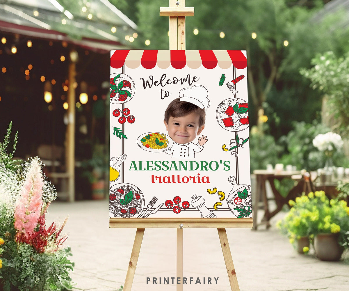 Italian Photo Birthday Welcome Sign, Printable Party Decoration (Digital Download)