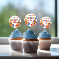 Editable Bear Birthday Cupcake Toppers, Teddy Bear Party (Digital Item)
