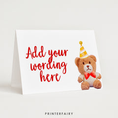 Editable Bear Birthday Party Food Tents, Teddy Bear Labels (Digital Download)