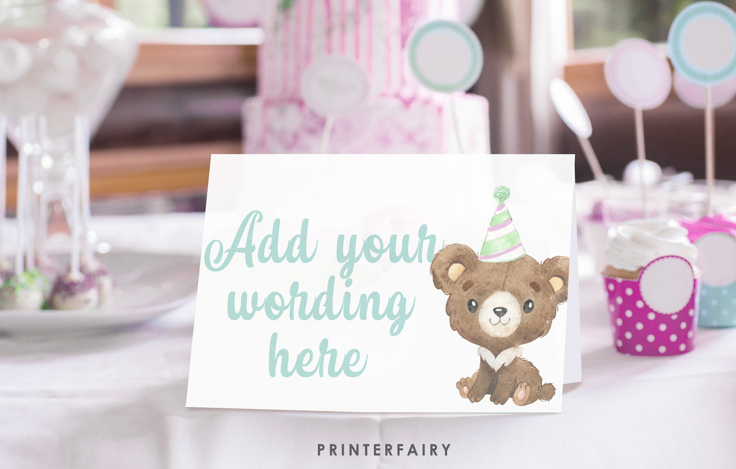 Bear Birthday Food Tents, Printable, Bear-y Fun Birthday, Table Signs, INSTANT DOWNLOAD