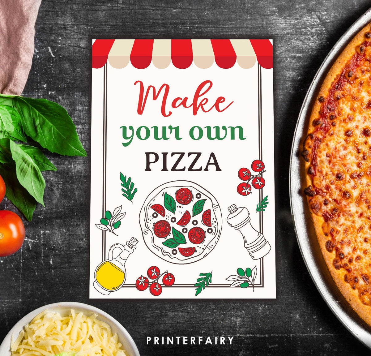 Make Your Own Pizza Sign, Trattoria Menu (Digital Download)