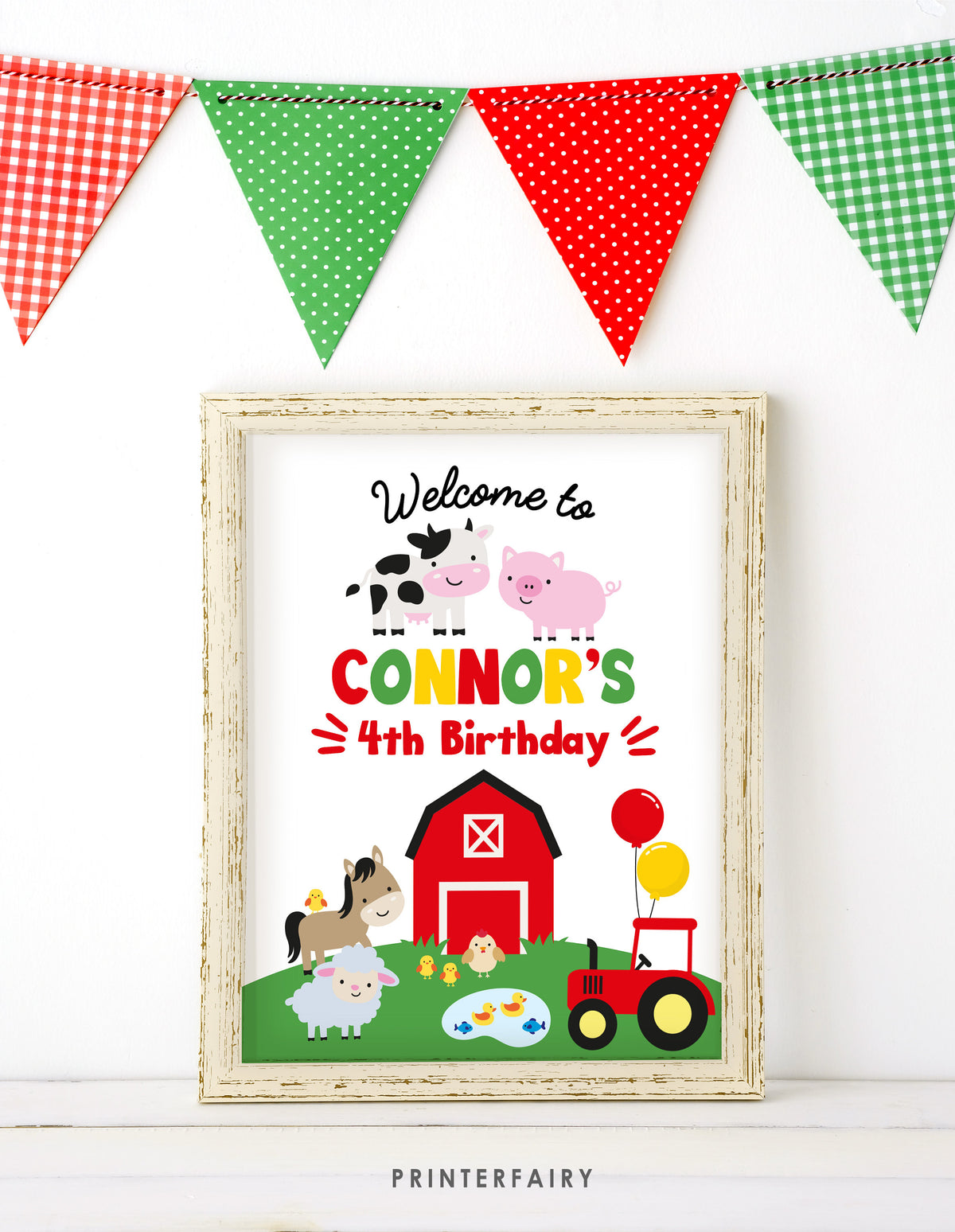 Farm Animals Birthday Welcome Sign, Editable Template (Digital Download)