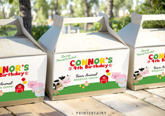 Farm Birthday Party Favor Box Label Editable Template, Add your own text, INSTANT DOWNLOAD