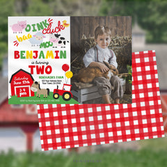 Farm Animals Birthday Invitation, Barnyard 2nd Birthday, Editable Template (Digital Download)