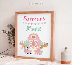 Farm Birthday Party Games, Cute Animals, Pink Barnyard Decor (Digital Download)