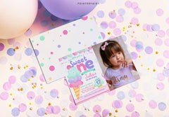 Ice Cream First Birthday Invitation Template with Photo (Digital Download)