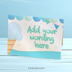 Editable Ice Cream Food Tents, Summer Birthday Decor (Digital Item)